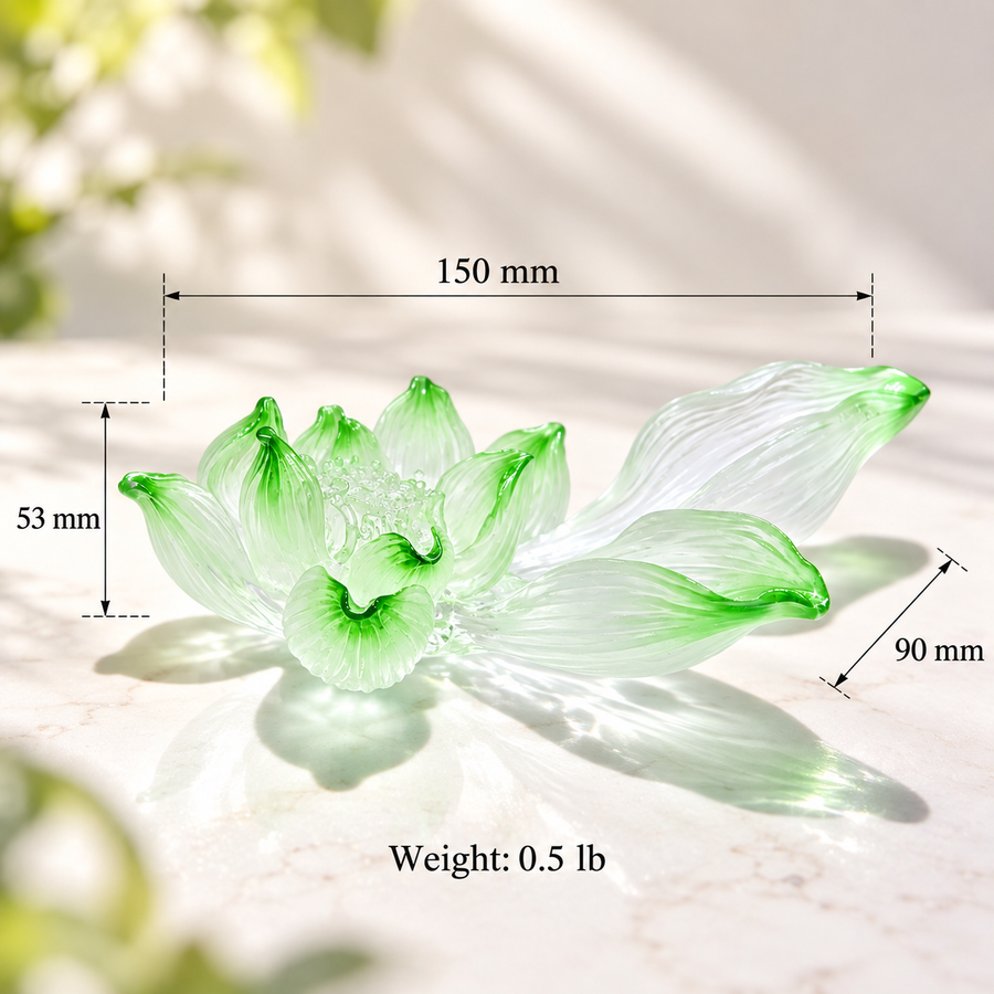 Lotus Serenity · Green Liuli Lotus Incense Holder