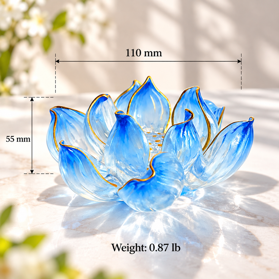 Lotus Serenity · Blue Liuli Lotus Incense Holder