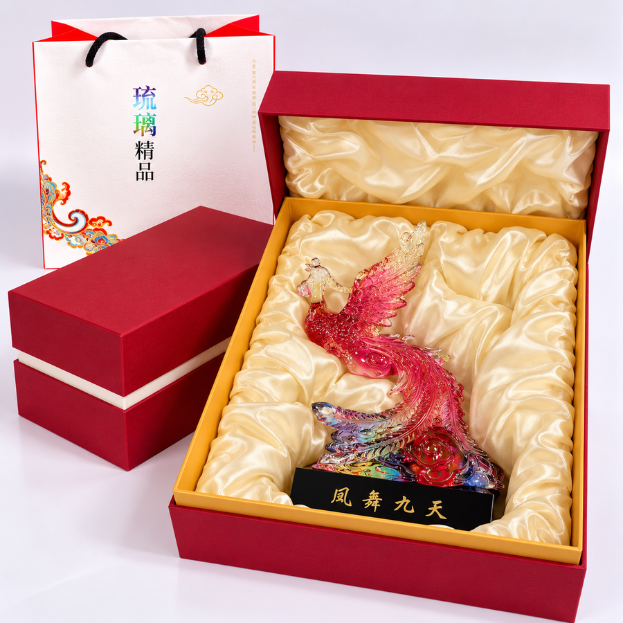 Phoenix in Flight · Red Liuli Sculpture