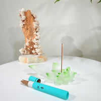Lotus Serenity · Green Liuli Lotus Incense Holder