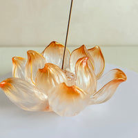 Lotus Serenity · Orange Liuli Lotus Incense Holder