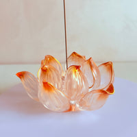 Lotus Serenity · Orange Liuli Lotus Incense Holder