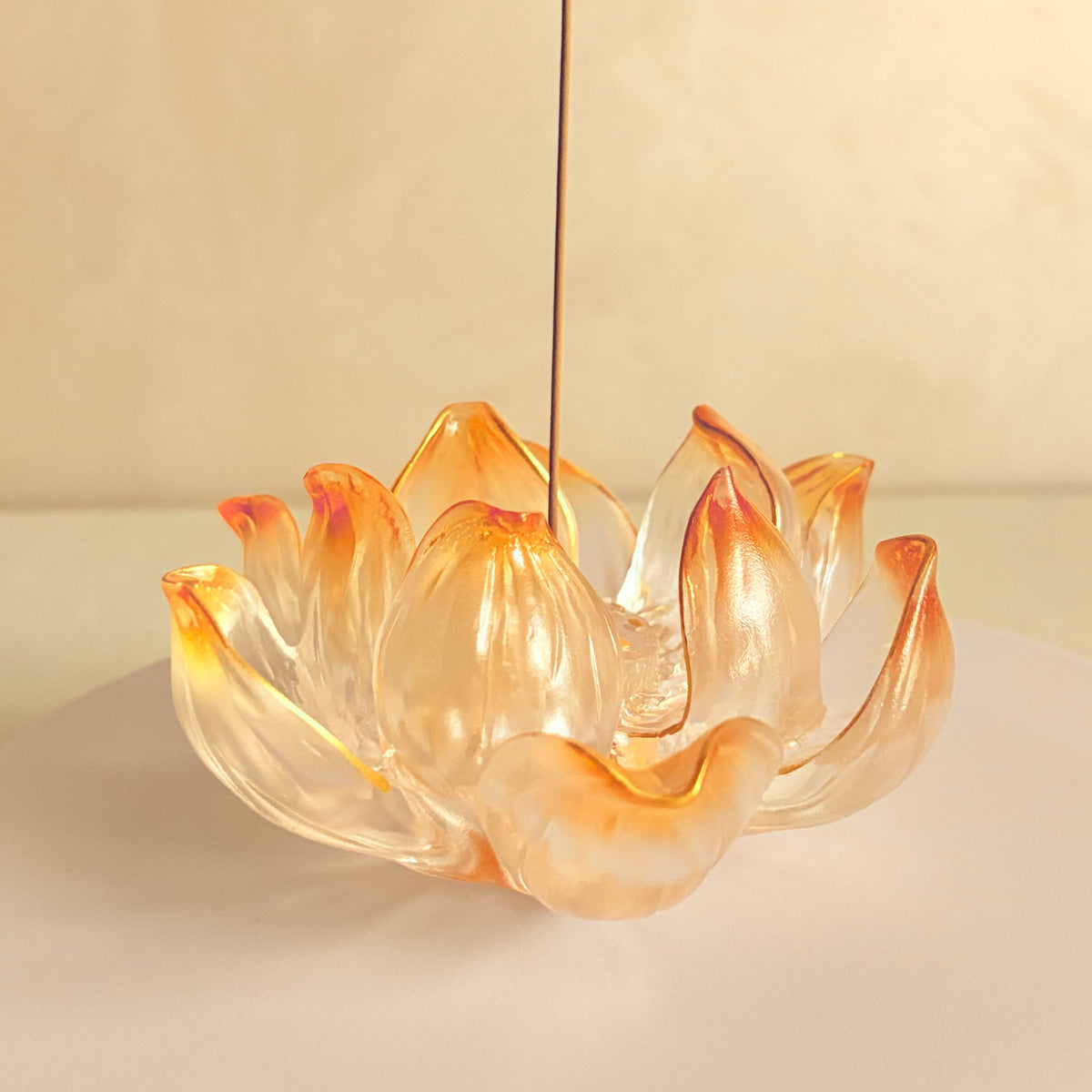 Lotus Serenity · Orange Liuli Lotus Incense Holder