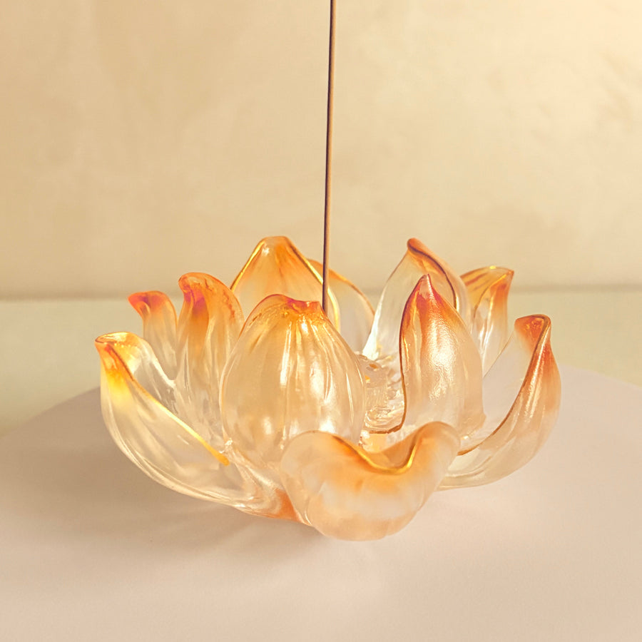 Lotus Serenity · Orange Liuli Lotus Incense Holder