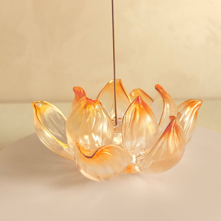 Lotus Serenity · Orange Liuli Lotus Incense Holder