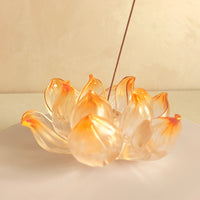 Lotus Serenity · Orange Liuli Lotus Incense Holder
