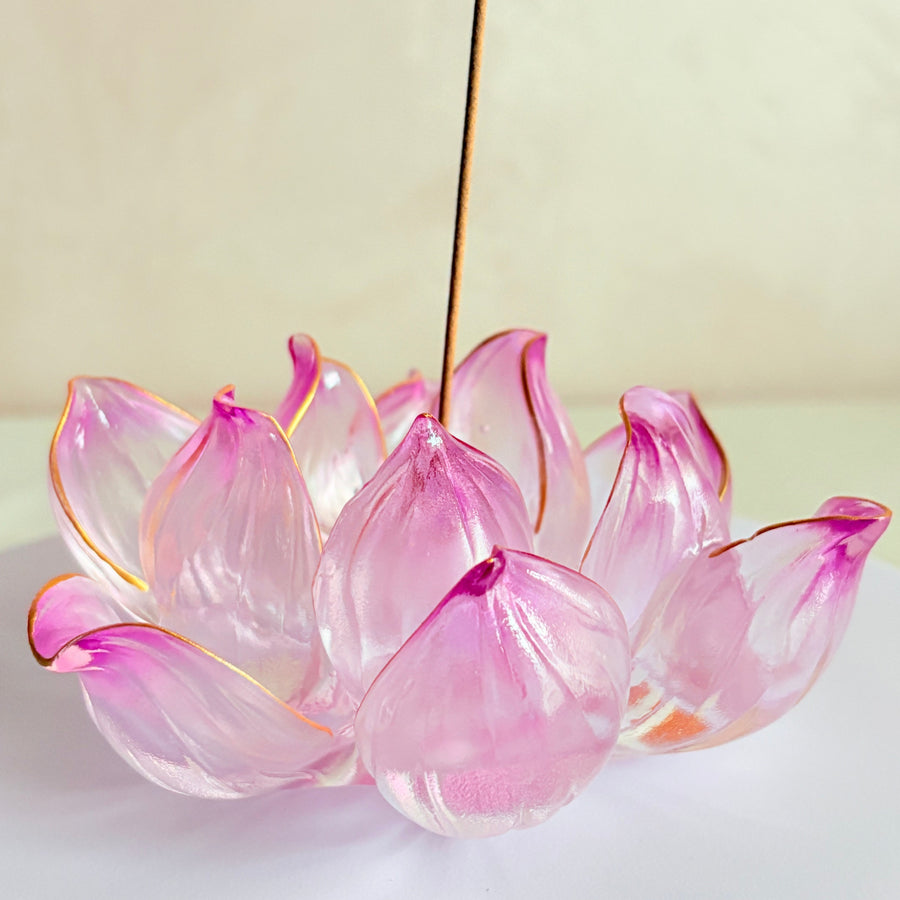 Lotus Serenity · Pink-Purple Liuli Lotus Incense Holder