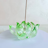 Lotus Serenity · Green Liuli Lotus Incense Holder