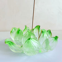 Lotus Serenity · Green Liuli Lotus Incense Holder