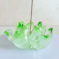 Lotus Serenity · Green Liuli Lotus Incense Holder