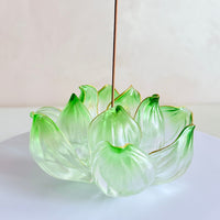 Lotus Serenity · Green Liuli Lotus Incense Holder