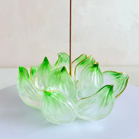 Lotus Serenity · Green Liuli Lotus Incense Holder
