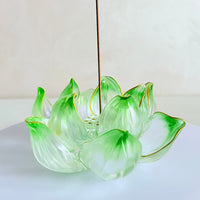 Lotus Serenity · Green Liuli Lotus Incense Holder