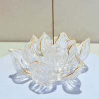 Lotus Serenity · White Liuli Lotus Incense Holder