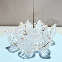 Lotus Serenity · White Liuli Lotus Incense Holder