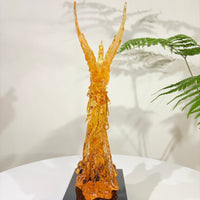 Phoenix in Flight · Golden Amber Liuli Sculpture