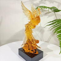 Phoenix in Flight · Golden Amber Liuli Sculpture