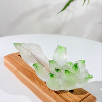 Lotus Serenity · Green Liuli Lotus Incense Holder