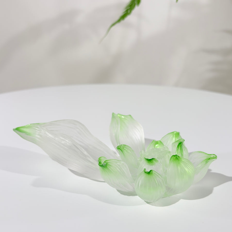 Lotus Serenity · Green Liuli Lotus Incense Holder