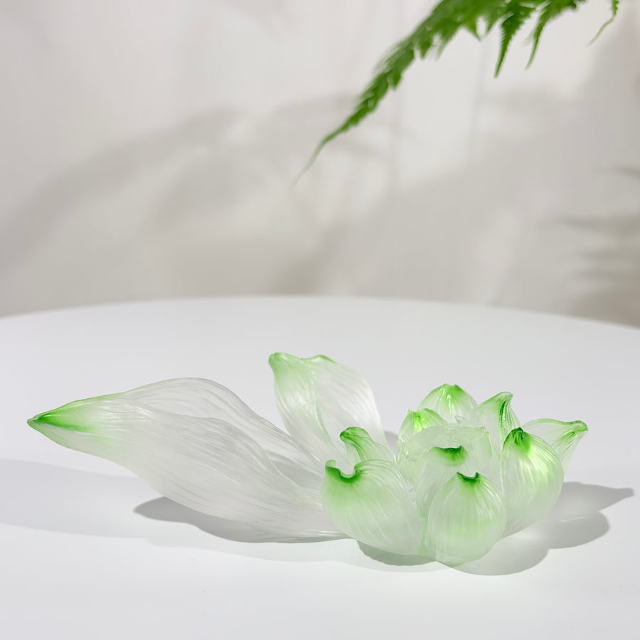 Lotus Serenity · Green Liuli Lotus Incense Holder