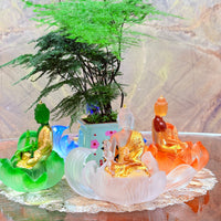 Lotus Serenity · White Liuli Buddha Sculpture with Lotus Base