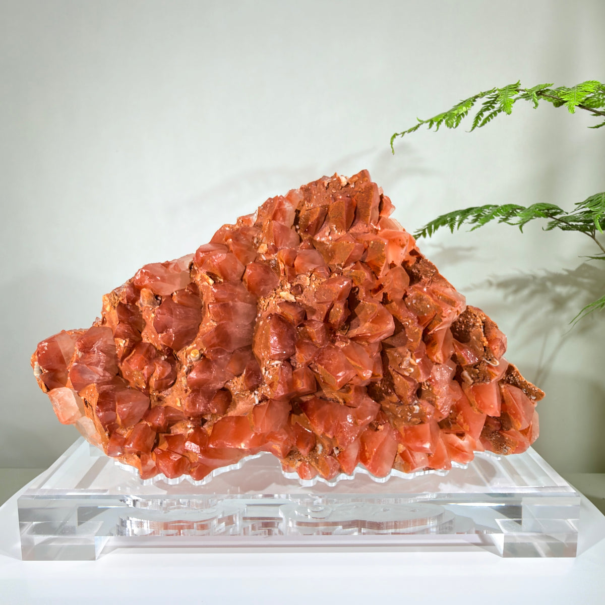 Natural Red Calcite Crystal Cluster · One-of-a-Kind Formation