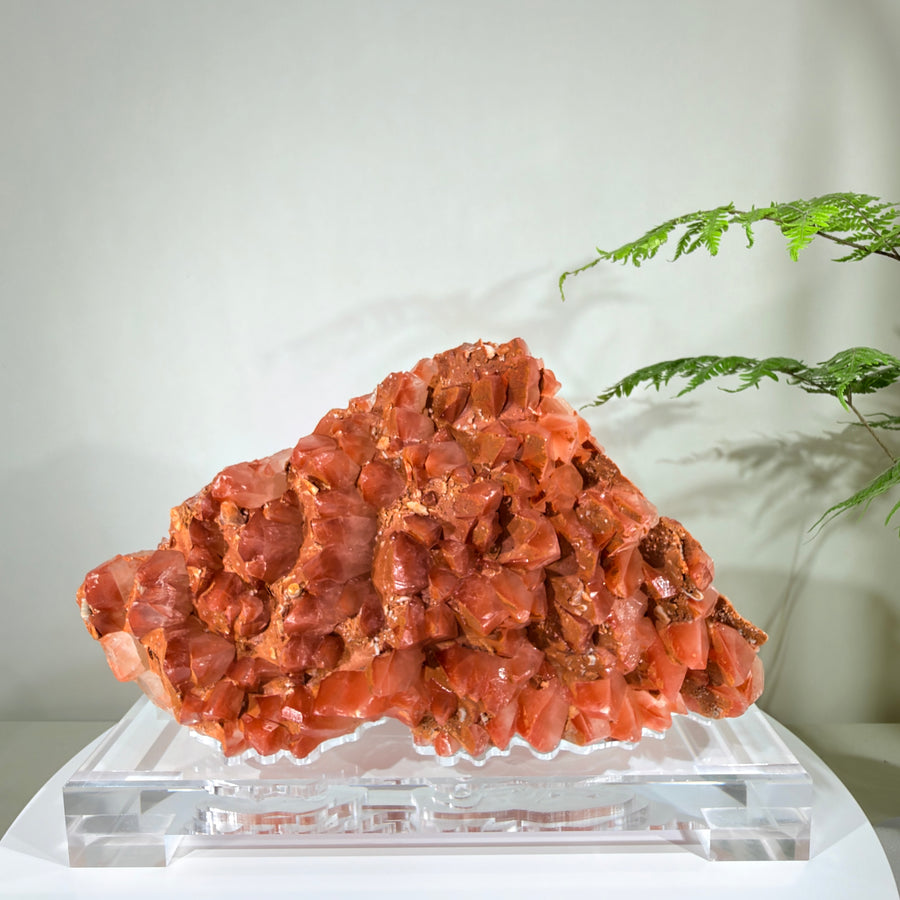 Natural Red Calcite Crystal Cluster · One-of-a-Kind Formation