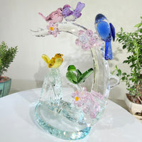 Five Blessings, One Flourishing Tree · K9 Crystal Birds