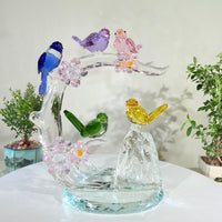 Five Blessings, One Flourishing Tree · K9 Crystal Birds