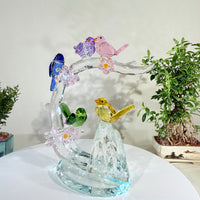 Five Blessings, One Flourishing Tree · K9 Crystal Birds