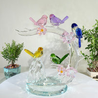 Five Blessings, One Flourishing Tree · K9 Crystal Birds