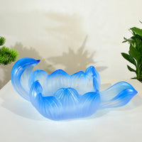 Lotus Serenity · Blue Liuli Buddha Sculpture with Lotus Base