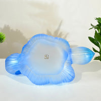 Lotus Serenity · Blue Liuli Buddha Sculpture with Lotus Base