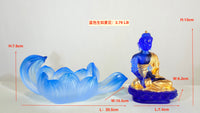 Lotus Serenity · Blue Liuli Buddha Sculpture with Lotus Base