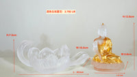 Lotus Serenity · White Liuli Buddha Sculpture with Lotus Base