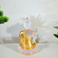 Lotus Serenity · White Liuli Buddha Sculpture with Lotus Base
