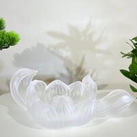 Lotus Serenity · White Liuli Buddha Sculpture with Lotus Base