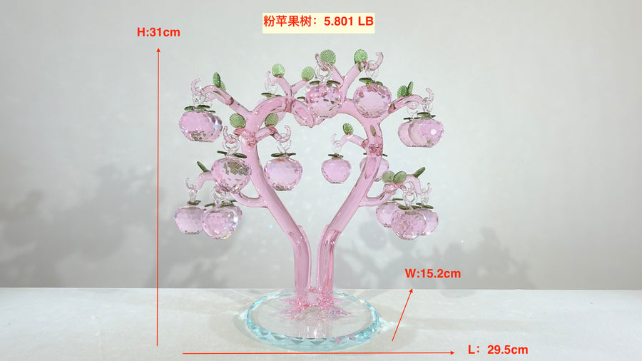 Pink Apple Tree · A Heart Full of Blessings · K9 Crystal Sculpture