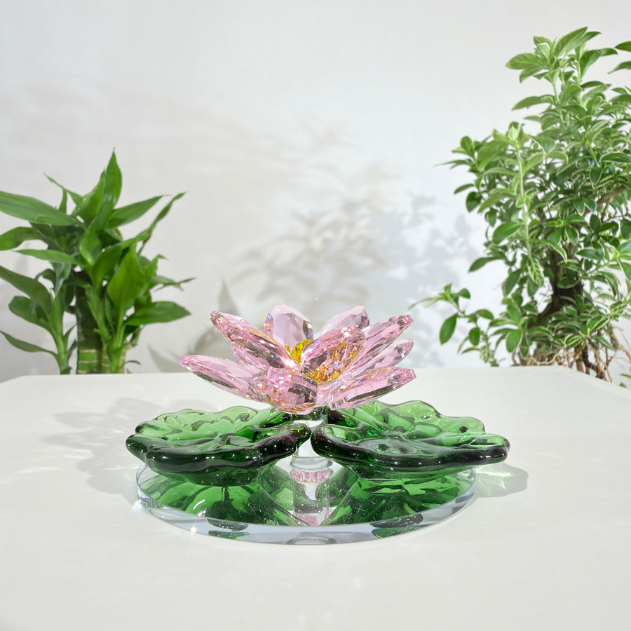 Lotus in Stillness · K9 Crystal Lotus Sculpture