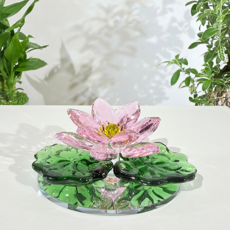 Lotus in Stillness · K9 Crystal Lotus Sculpture