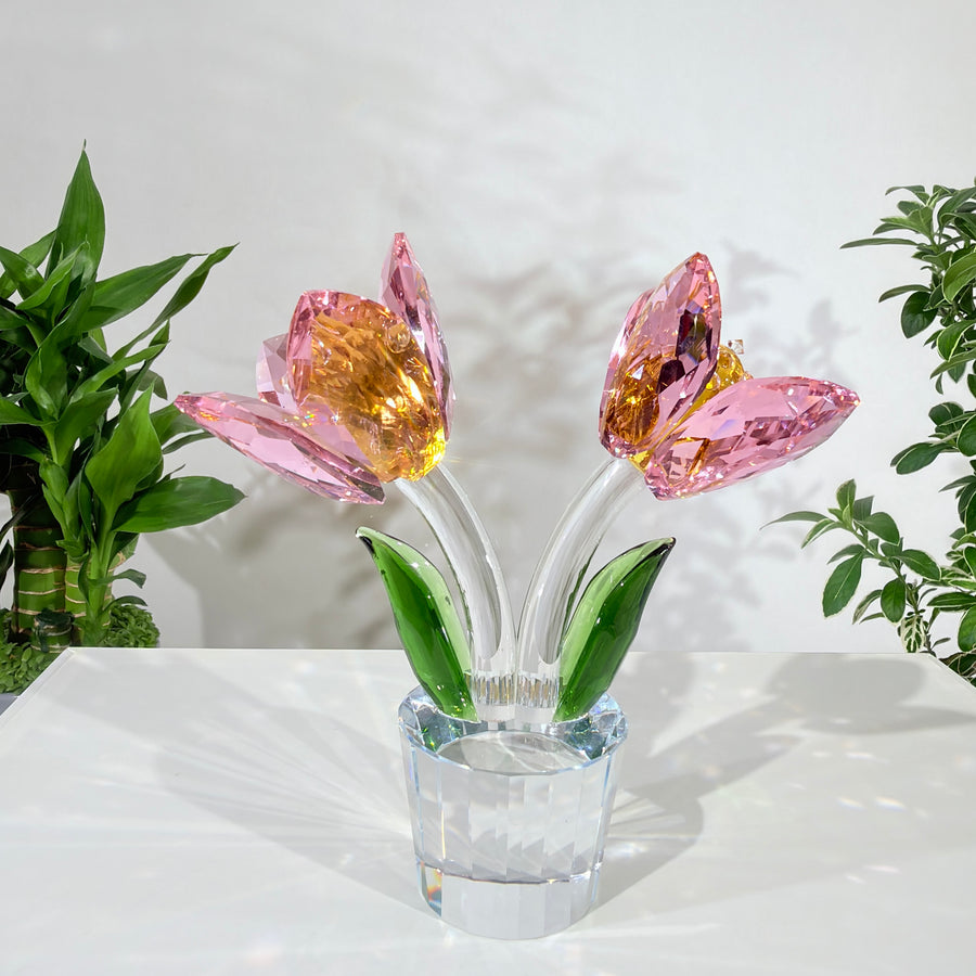 Tulips · The Grace of Quiet Blooming · K9 Crystal Sculpture