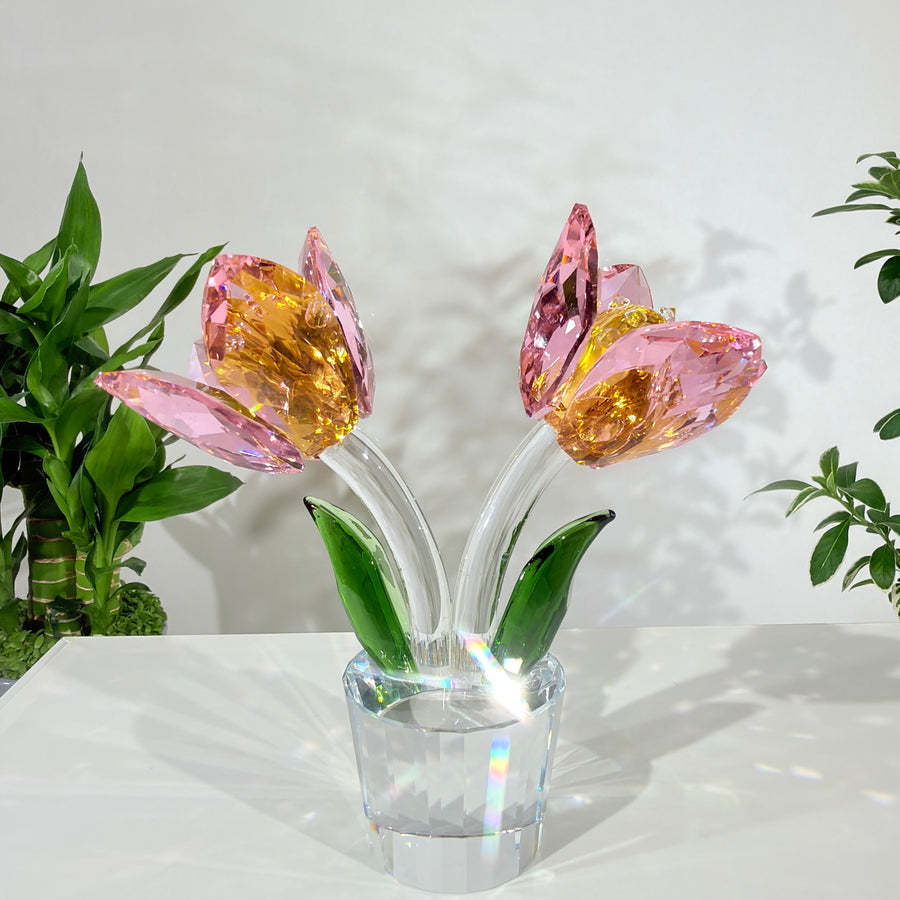Tulips · The Grace of Quiet Blooming · K9 Crystal Sculpture