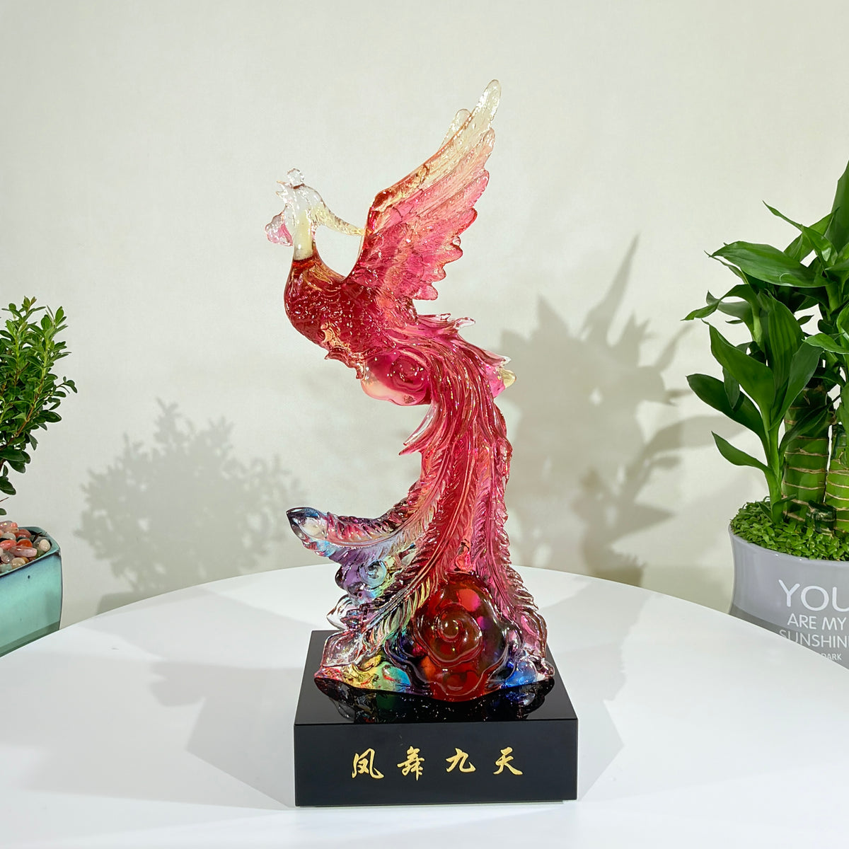 Phoenix in Flight · Red Liuli Sculpture