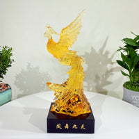 Phoenix in Flight · Golden Amber Liuli Sculpture