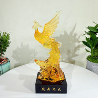 Phoenix in Flight · Golden Amber Liuli Sculpture