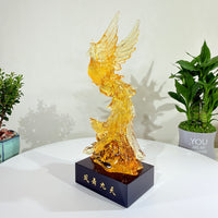 Phoenix in Flight · Golden Amber Liuli Sculpture