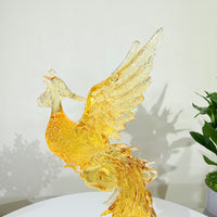 Phoenix in Flight · Golden Amber Liuli Sculpture