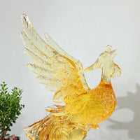 Phoenix in Flight · Golden Amber Liuli Sculpture