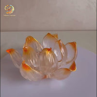 Lotus Serenity · Orange Liuli Lotus Incense Holder